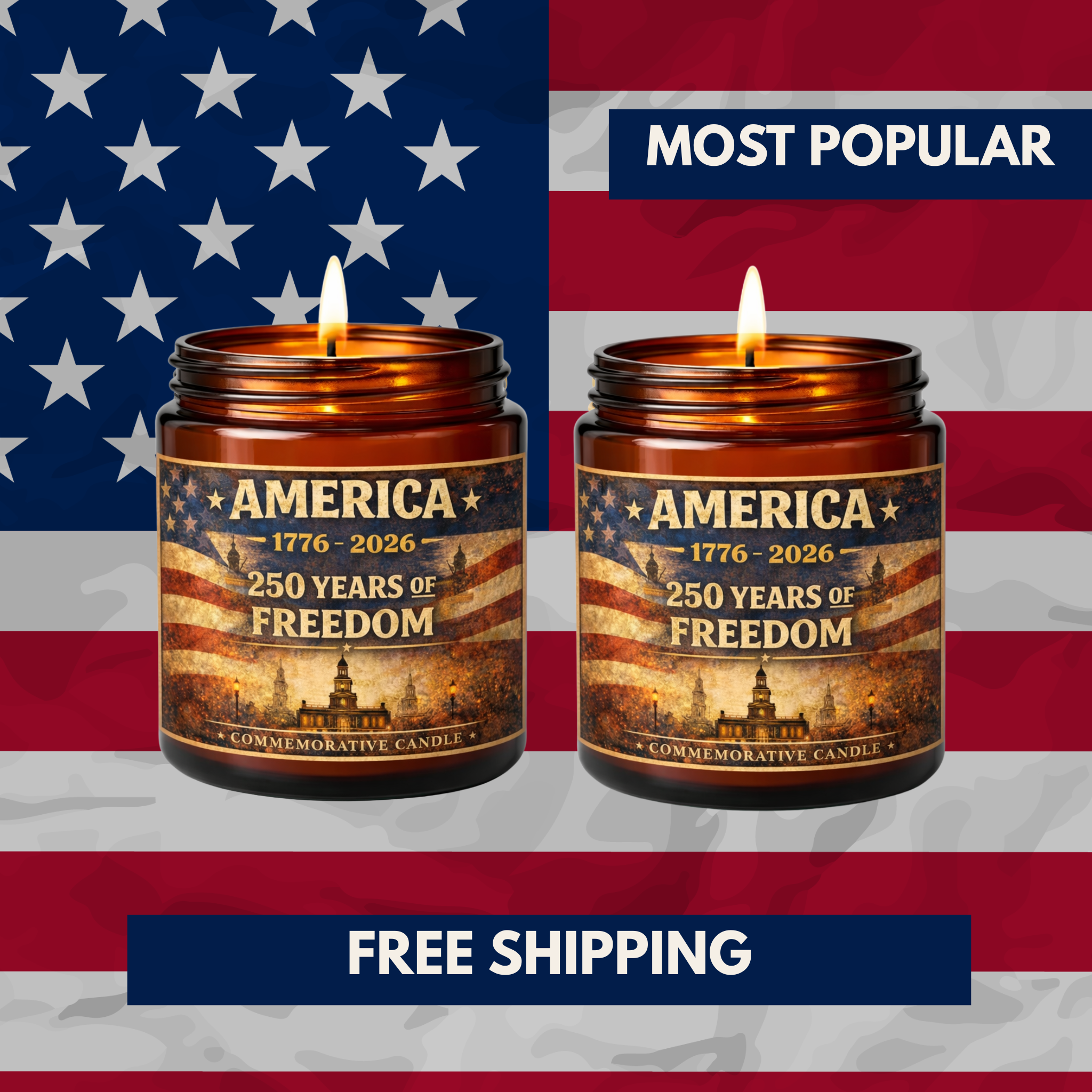 250th Anniversary Freedom Candle | 1776–2026 Limited Edition | 2 Candle Bundle